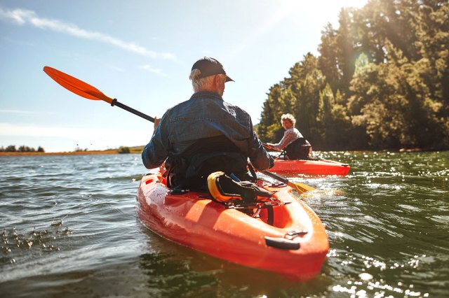 An image of two men kayaking